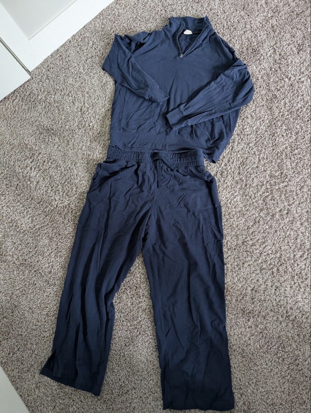 Pact Women's Navy Elastic-Waist Track Joggers